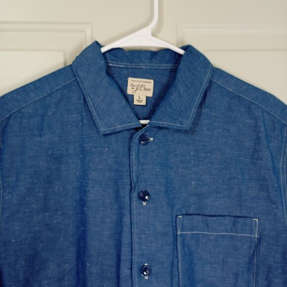 J.Crew Shirt Mens Re-Imagined Blue Short Sleeve Button-Up Front Pockets Size L - Picture 4 of 9